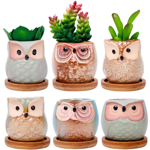 Mini tamaño lindo búho <span class=keywords><strong>Bonsai</strong></span> ollas a casa y Decoración Oficina escritorio cerámica pote de flor - Product Image 2