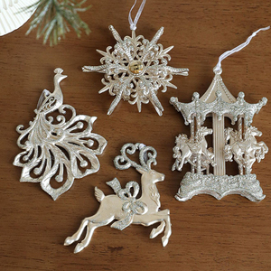 Adornos para Árbol de Navidad, Decoraciones Navideñas con Diseño de Ciervos y Copos de Nieve Color Champán para Fiestas en Casa y Decoración Navideña - Product Image 6