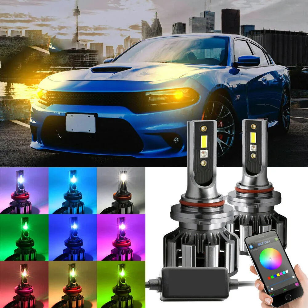 Phare Led Rgb 50W 7200LM, ampoules Led multicolores H7 H11 rvb Led phare de voiture variable h4 led phare 2023