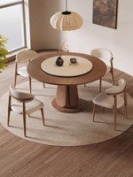 Ensemble de table et chaises rondes compactes vintage en bois massif avec plateau rotatif, adapté à la maison, à l'hôtel et à l'appartement