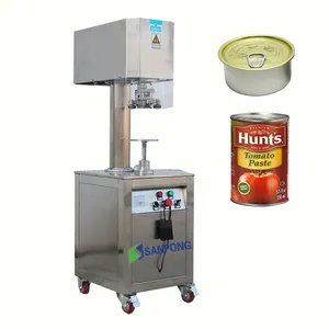Yarı otomatik teneke kutu yapıştırma makinesi, küçük gıda konserve makinesi/meyve/balık/fasulye/domates/bira