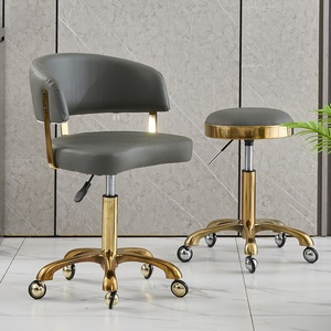 Taburete de belleza moderno <span class=keywords><strong>Silla</strong></span> de peluquería Peluquería Salón de uñas Taburete de peluquero redondo ajustable giratorio <span class=keywords><strong>con</strong></span> ruedas - Product Image 2