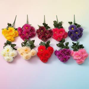 Chrysanthèmes artificiels transfrontaliers à 7 têtes pour le Festival Qingming, offrandes pour les visites aux tombes, grandes bouquets en soie pour les maisons funéraires 7TZJ - Product Image 1
