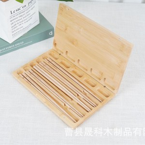 Bamboo Chopstick Storage <b>Box</b> <b>With</b> Magnetic <b>Lid</b> Minimalist Design Kitchen Organizer For Home Use - Product Image 1