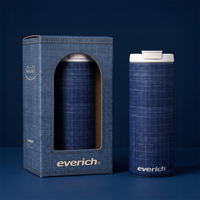 Bouteille isotherme en acier inoxydable à double paroi de style américain avec couvercle rabattable anti-fuite, 16 oz, tasse thermique portable écologique >24