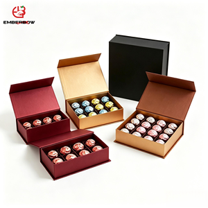 Boîte à chocolat magnétique de luxe en laminage mat écologique réutilisable et recyclable EBB, boîte d'emballage personnalisée avec logo - Product Image 1