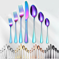 Ensemble de couverts en acier inoxydable Seeshine Rainbow Metal, finition miroir, passe au lave-vaisselle