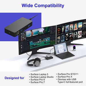 Station d'accueil Microsoft <span class=keywords><strong>Surface</strong></span> <span class=keywords><strong>USB</strong></span> <span class=keywords><strong>C</strong></span> PD100W double affichage 4K pour HDMI VGA 11 en 1 <span class=keywords><strong>USB</strong></span> 3.0 Interface Stock disponible - Product Image 2