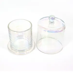 Dome Deksel Cloche Hologram Kaars Potten Voor Kaarsen Maken Unieke Koepelvormige Iriserende Glas Kaars Cloche Jar Voor Effen Aromatherapie