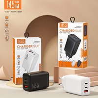 Adaptor Daya Pengisian Cepat USB-C 3 Port 145W EU/US Plug, Pengisi Daya Cepat Ponsel USB Type C, Charger Dinding PD Type-C 145W