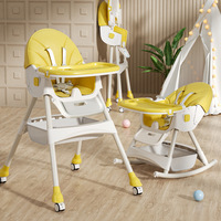 Chaise haute pour enfants pliable et portable 3-en-1 multifonctionnelle avec roulettes réglables