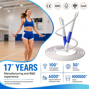 Fábrica <span class=keywords><strong>de</strong></span> Cuerdas para Saltar OEM ODM, <span class=keywords><strong>Cuerda</strong></span> <span class=keywords><strong>de</strong></span> Saltar <span class=keywords><strong>de</strong></span> Velocidad <span class=keywords><strong>de</strong></span> PVC <span class=keywords><strong>de</strong></span> 4 mm con Mango Largo Personalizado <span class=keywords><strong>de</strong></span> 19.5 cm para Fitness, Marca Privada, Venta al por Mayor - Product Image 4
