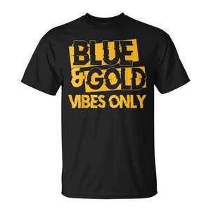 T-shirt Blue And Gold Vibes Only, tenue pour le jour du match de football du lycée - Product Image 2