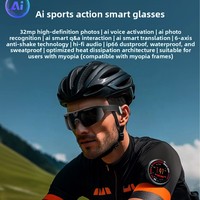 Lunettes intelligentes de sport W640 transfrontalières avec contrôle tactile, étanches IPX5, vidéo 1080P, traduction IA et photo