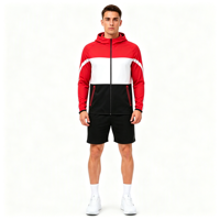 Sweat à capuche zippé pour homme, personnalisé OEM ODM, avec panneaux tricolores et impression 3D intégrale par sublimation, pour vêtements d'équipe