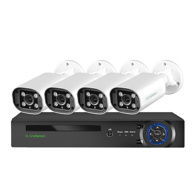 GX-PBFI-M5G-K4 Gcraftsman 4 Channel POE NVR Kit 5MP Outdoor CCTV IP Home Surveillance Security Camera System
