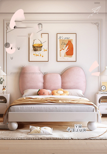 Divano letto moderno in legno massello, confortevole, a grandezza naturale, colore crema, con design a fiocco e rivestimento in cotone, <span class=keywords><strong>per</strong></span> la <span class=keywords><strong>cameretta</strong></span> delle bambine - Product Image 3