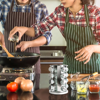 4 étages 16 bouteilles Armoire tournante pour comptoir Tour Recharges Pot d'assaisonnement en acier inoxydable Organisateur de stockage d'épices de cuisine