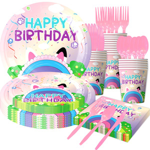 <span class=keywords><strong>Gaby</strong></span> Doll House tema plato <span class=keywords><strong>de</strong></span> papel toalla desechable bandera mantel conjunto para fiesta <span class=keywords><strong>de</strong></span> cumpleaños <span class=keywords><strong>de</strong></span> niños vajilla decoraciones - Product Image 2