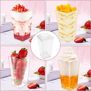 Gobelets à dessert en plastique MingYu Share de 3 oz, paquet de 50 ou 100, gobelets carrés en PS pour apéritifs - Product Image 3