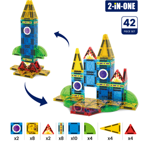 Mattoncini Magnetici Rocket 42 Pezzi, Blocchi <span class=keywords><strong>di</strong></span> Costruzione STEM per Bambini, Giocattolo Educativo in Plastica per Casa e Asilo, Regalo all'Ingrosso - Product Image 4