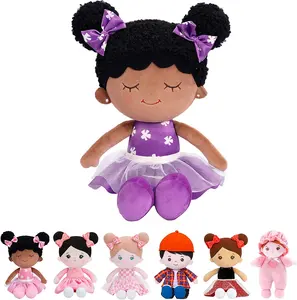 15in 부드러운 아기 인형 봉제 장난감-소녀를위한 보라색 옷을 입은 아프리카 계 미국인 발레리나 인형