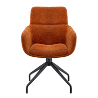 Chaise de salle à manger pivotante moderne en tissu, chaise d'appoint entièrement rembourrée avec base en métal noir étoilé, vente en gros pour la maison et les restaurants