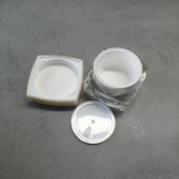 Pot cosmétique en plastique acrylique transparent carré de luxe, double paroi, 15g 30g, pour crème de soin de la peau, faux cils