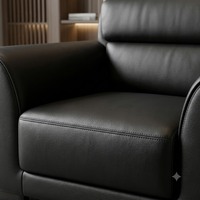 Ensemble de canapés de bureau modernes en cuir noir trois places avec fauteuils en mousse haute densité, table basse, mobilier commercial pour écoles
