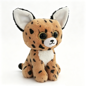 Customized Big Gold Glitter Eyes <b>Large</b> Black Trim Ears Wild Cheetah Print Kitty <b>Stuffed</b> <b>Animal</b> Gift for Kids - Product Image 3