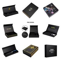 Boîte rigide magnétique noire haut de gamme avec logo personnalisé, emballage cadeau avec mousse EVA pour cosmétiques, emballage en boîte cadeau en papier