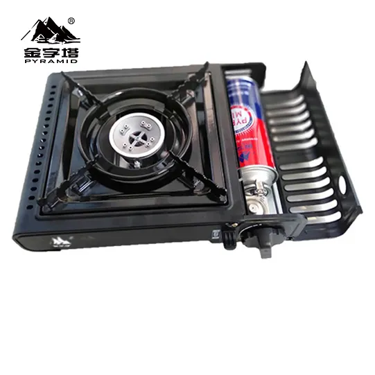 2023 factory supplier customized Single Burner Metal Eco-friendly Cast Iron Pyramid Grill BBQ Camping Portable Butane Gas Stove