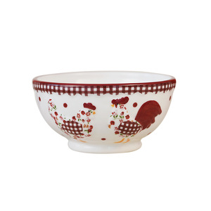 Tazón Grande de Cerámica Pintado en Blanco, <span class=keywords><strong>Rojo</strong></span> y Marrón, Estilo Rústico Campestre, Vajilla para el Hogar, Tazón para Sopa y Arroz - Product Image 1