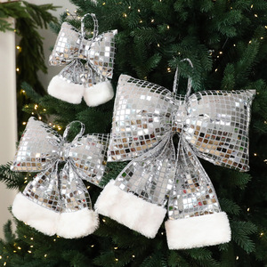 Pita Berkilau QEANM dengan Ikat Kawat 5.5" Pita Natal Metalik Siap Pakai untuk Pembungkus Kado - Product Image 2