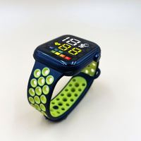 Jam Tangan Digital LED Pria Wanita Pelajar Olahraga Tali Dua Warna Jam Elektronik Persegi Tombol Pasangan Jam Olahraga