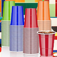 Vaisselle de fête essentielle, gobelets en plastique jetables à usage unique, choix de couleurs bicolores