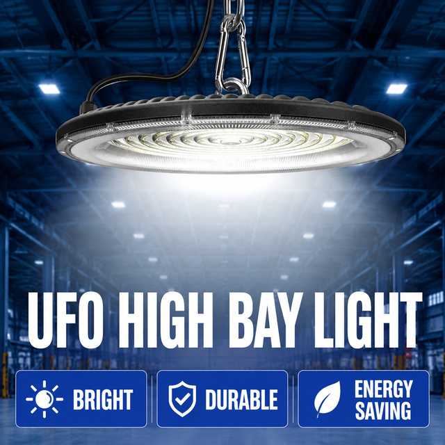 IP65 Rating UFO LED High Bay Lights 100W 150W 200W 14000LM 5000K with Suitable for Warehouse Workshop Factory Gym Garage Barn