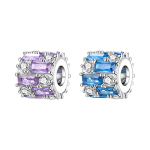 Original white copper <b>bead</b> <b>bracelet</b> - with staggered zircon pendant, a personalized accessory suitable for both men and women - Product Image 1