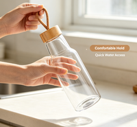 Botol Air Minum Perjalanan Kaca Borosilikat Food Grade Kapasitas Besar Modern, Anti Bocor, Tutup Ulir, Sarung Silikon - Aman untuk Mesin Cuci Piring