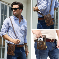 Couleur changeante petit sac de téléphone en cuir véritable pleine fleur hommes Convertible Double fermeture éclair sac à bandoulière ceinture-boucle 6.7 "pochette de téléphone