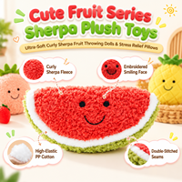 Peluche Fruitée Ultra Douce Fraise Ananas Pastèque, Poupée Rembourrée en Coton PP à Presser pour Enfants et Adultes, Anti-Stress