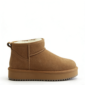 Bottes de neige en gros OEM/ODM pour femmes et filles, en cuir de vache et double face en peau de mouton, chaussures d'<span class=keywords><strong>hiver</strong></span> chaudes, logo et style personnalisés - Product Image 2