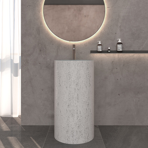 Vente en gros Lavabo sur pied rond en ciment <span class=keywords><strong>à</strong></span> colonne haute Lavabo sur pied pour hôtels - Product Image 1
