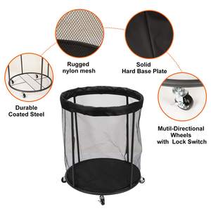 Vente en gros de support de basket-ball roulant intérieur extérieur, organisateur de stockage de balles de sport, chariot à balles avec roues verrouillées - Product Image 4