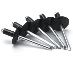 Remaches ciegos negros de cabeza redonda grande, remaches de aluminio personalizados de cabeza de brida grande, acero DIN anodizado negro - Product Image 1