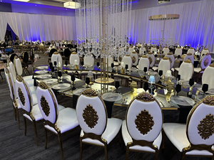 Wholesale Luxury Modern Gold Stainless Steel Square Tube Frame High <b>Back</b> <b>Chairs</b> PU Leather/Velvet Hotel Wedding Outdoor Dining - Product Image 4