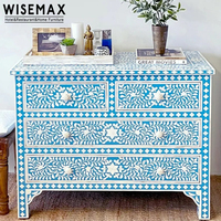 WISEMAX FURNITURE Table d'appoint décorative pour chambre à coucher Style campagnard américain Armoire à quatre tiroirs en bois massif avec peinture d'article
