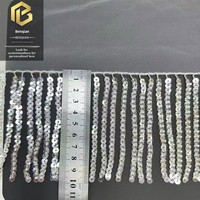 LEIXUSI Bordure en dentelle à pampilles blanches perlées, broderie soluble dans l'eau pour accessoires de costumes de danse et de vêtements