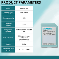 Tarjeta de memoria micro SIMATIC S7-300 de 2MB 6ES7953-8LL31-0AA0 con garantía original de fábrica completa de SIEMENS para control lógico PLC.