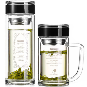 Mug en verre à double paroi Tomic avec infuseur à thé 500 ml, cadeau d'affaires, tasse à eau transparente - Product Image 2